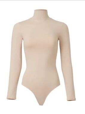 ambition Beige Long Sleeve Mock Neck Bodysuit